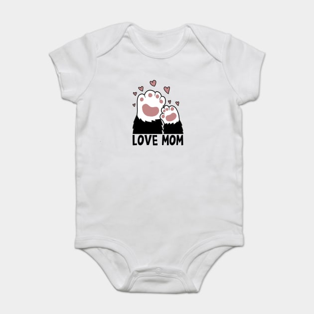 Love Mom Cat Paws Kitten Cat Lover Baby Bodysuit by logiamerch